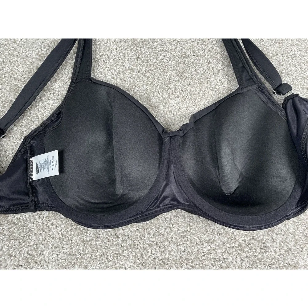 Lands' End Womens Sweetheart Twist-Front Underwire Black Bikini Top Size 18W